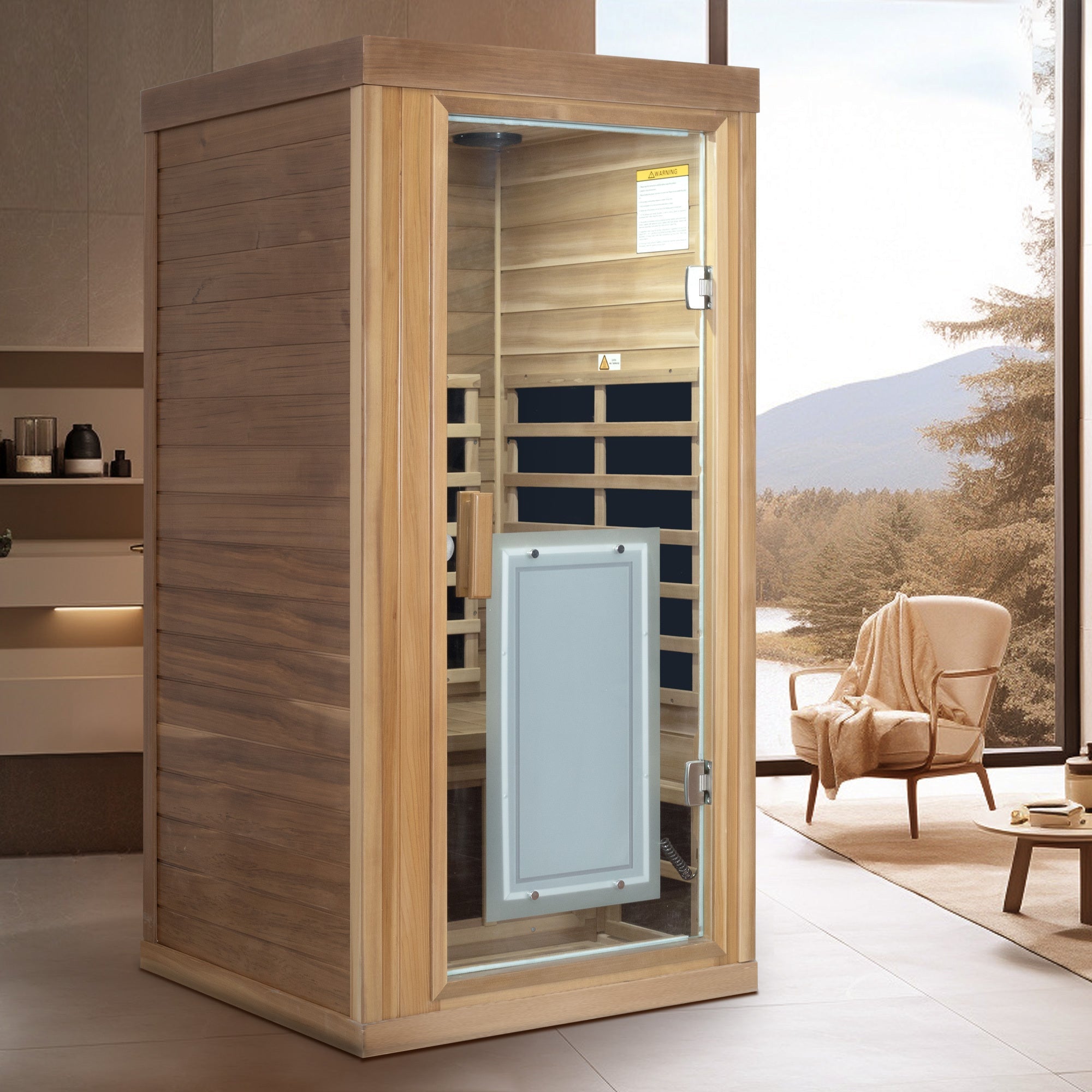 One person Far infrared red cedar standard indoor sauna room (Front & Rear & Left & Right)