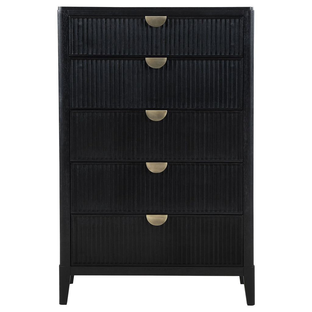 Mason - 5 Drawer Chest With Fluted Design - Black