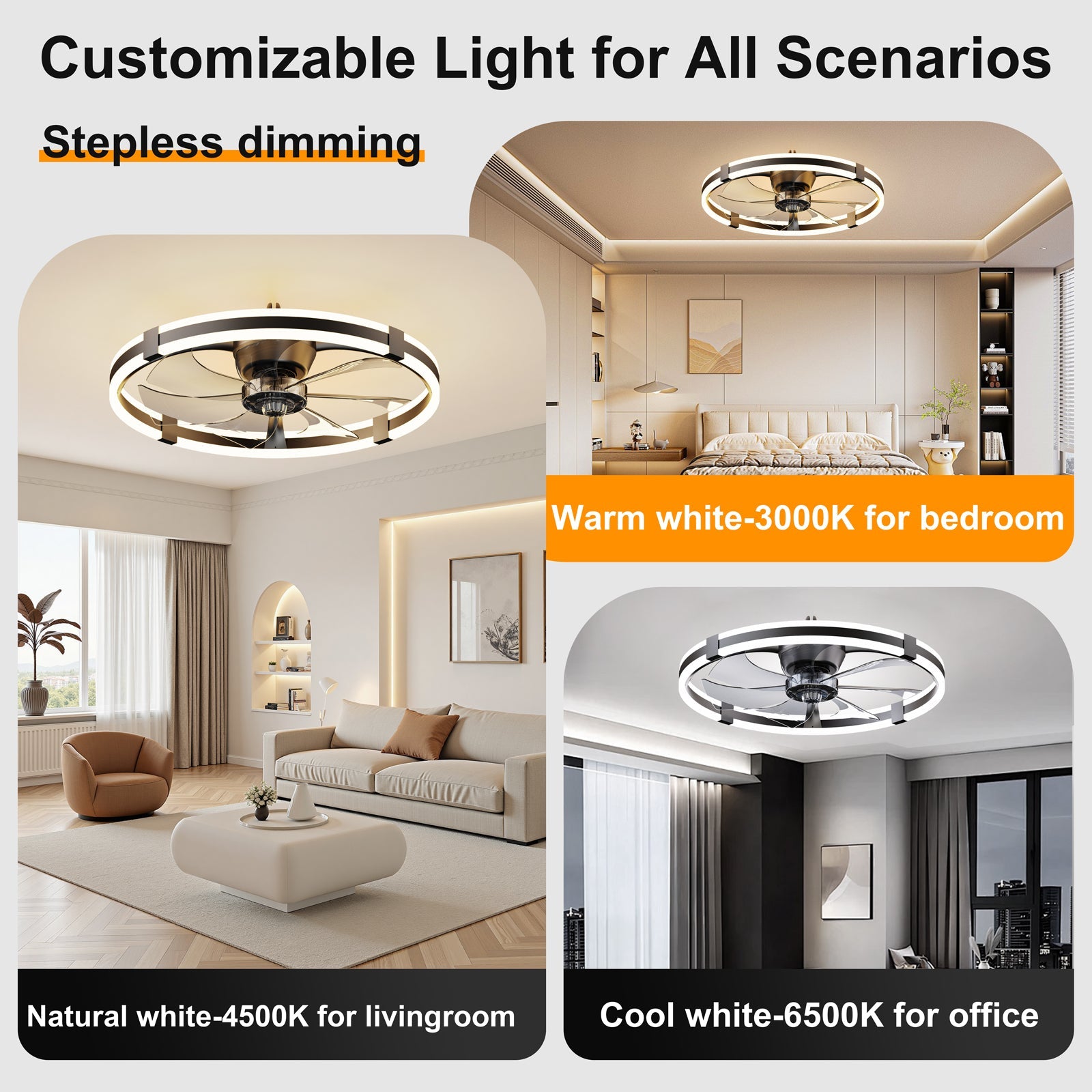 23.6'' LED Ceiling Fan Light with Remote and DC Motor