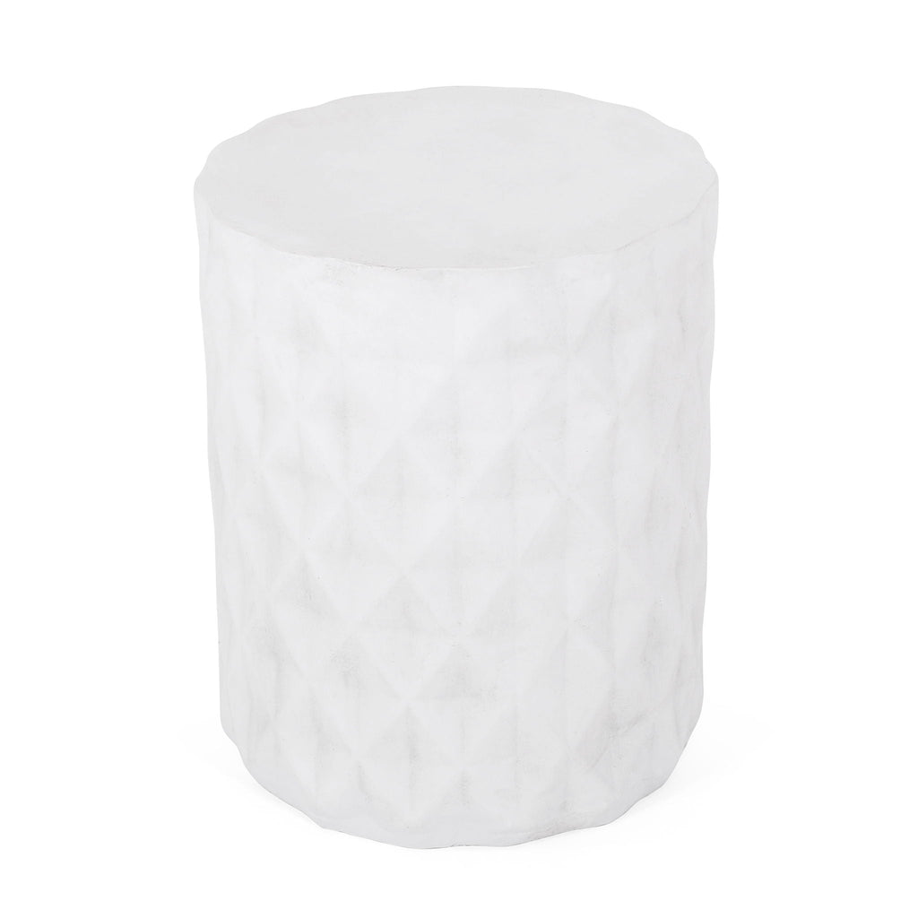 Outdoor Lightweight Concrete Side Table - Antique White