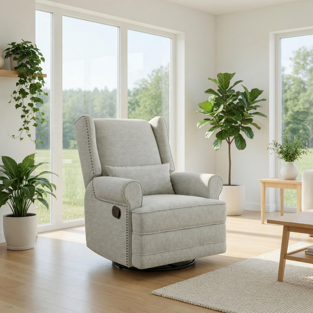 Extra Wide Swivel Recliner Glider Chair With Footrest