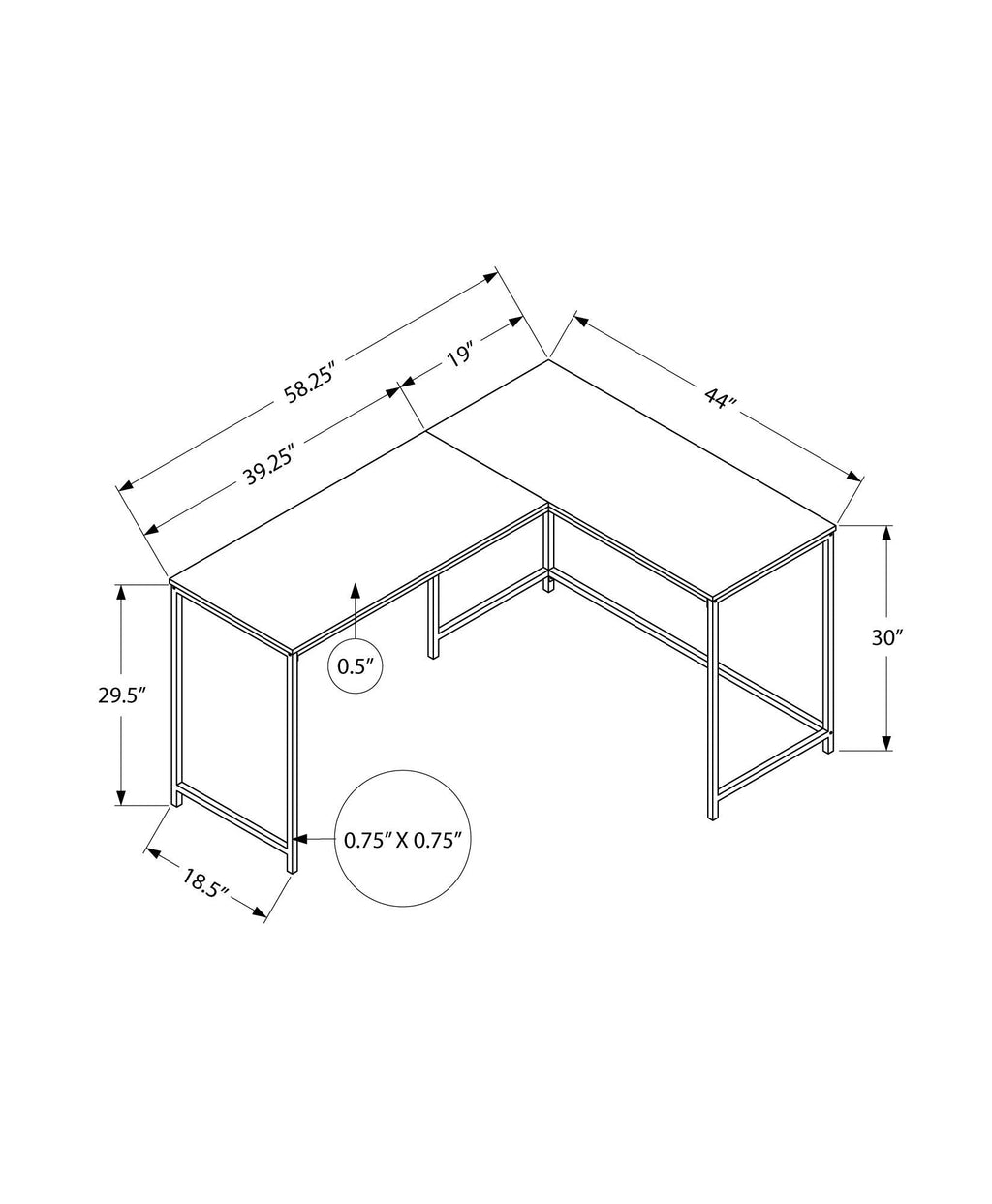 L-Shaped Corner Computer Desk with Contemporary Marble Look