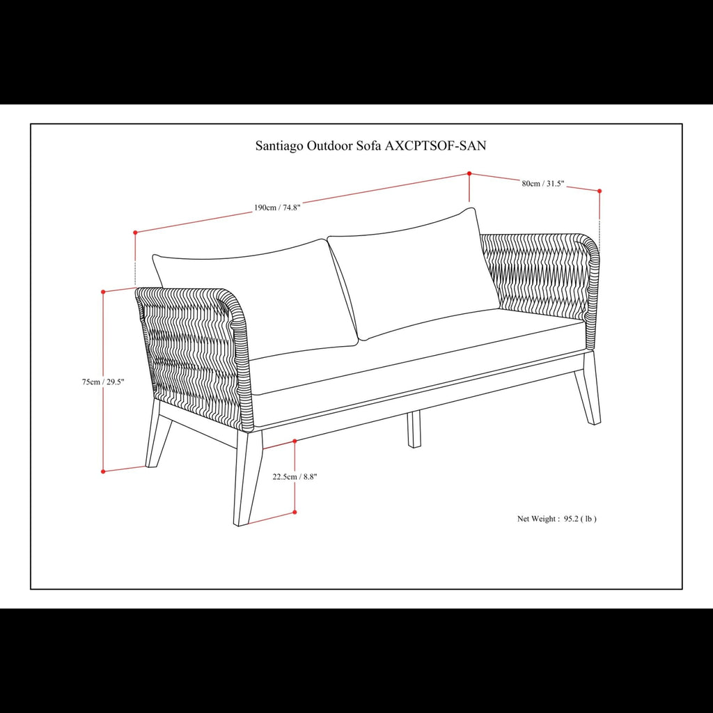 Santiago - Outdoor Sofa - Slate Gray