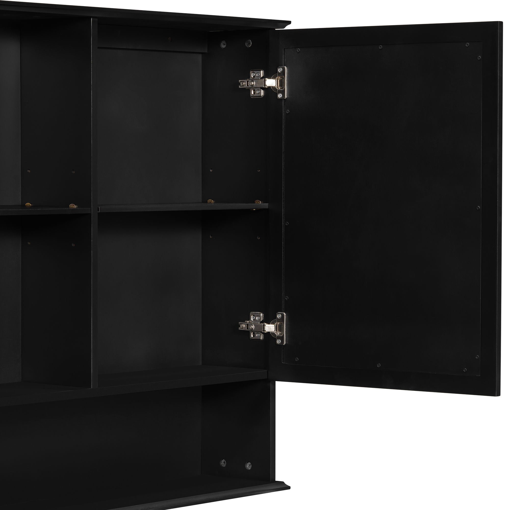 Wall Mounted Bathroom Medicine Cabinet With Double Mirrored Doors