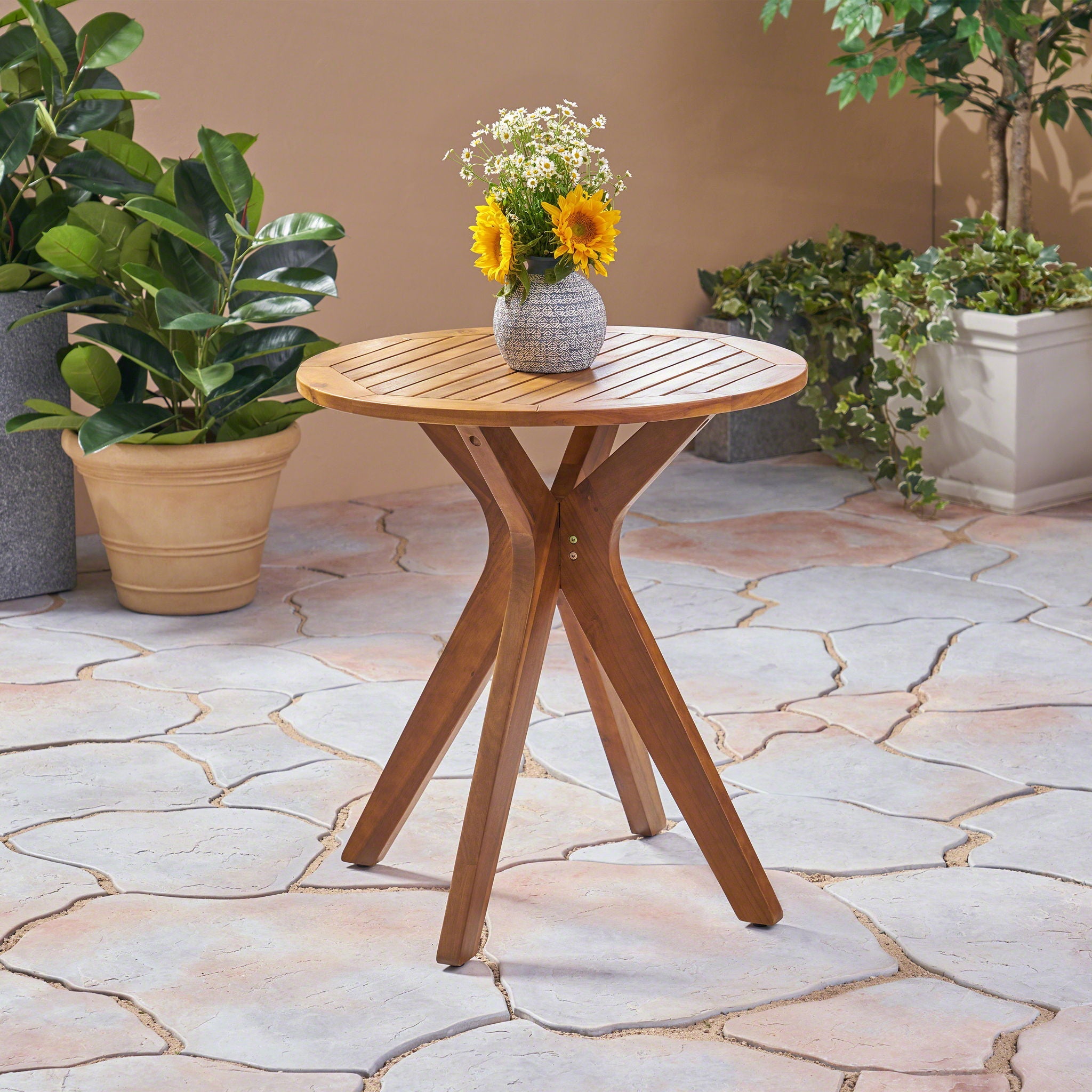 Stamford Outdoor Bistro Table Acacia Wood X-Base Teak