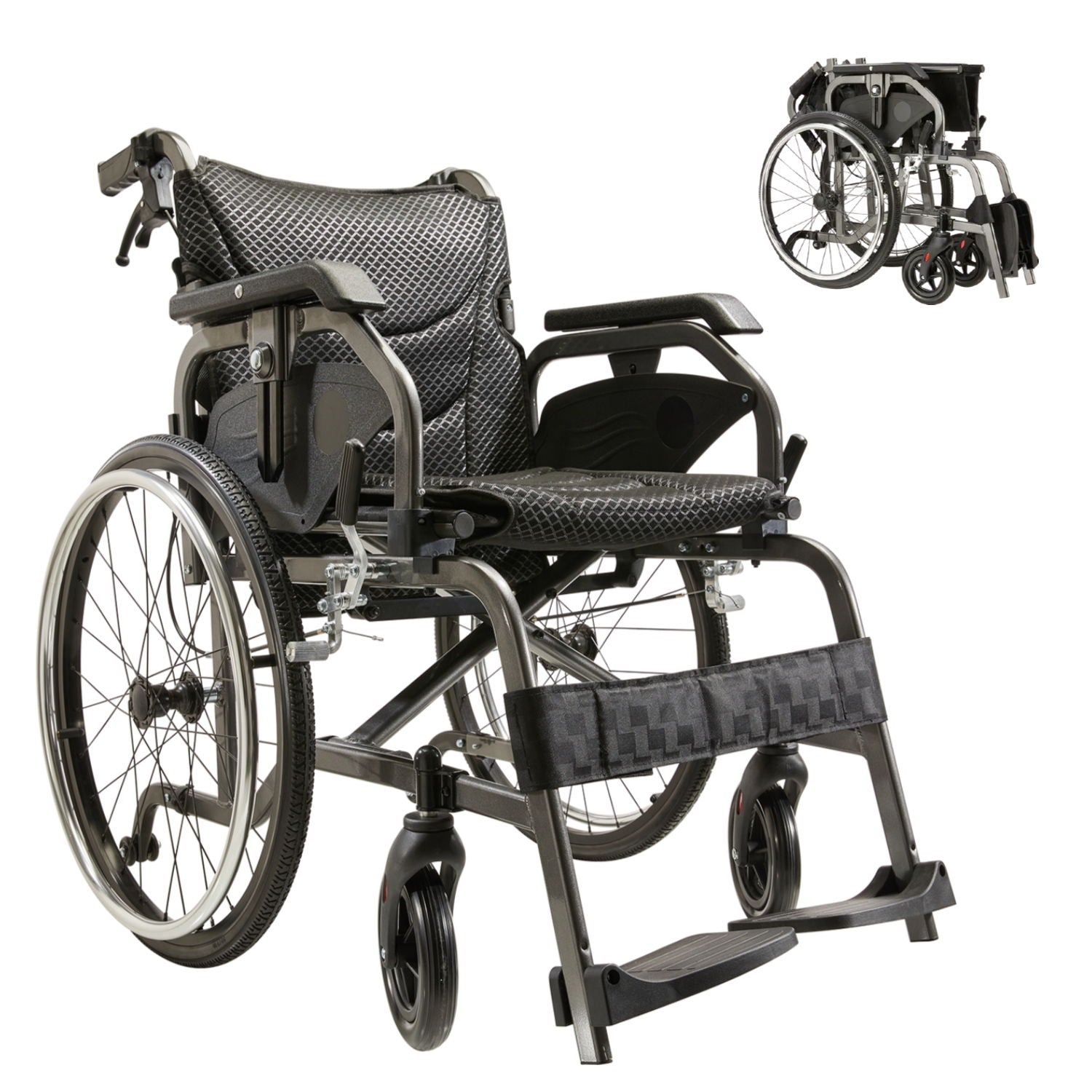 Premium Lightweight Foldable Transport Wheelchair for Adults