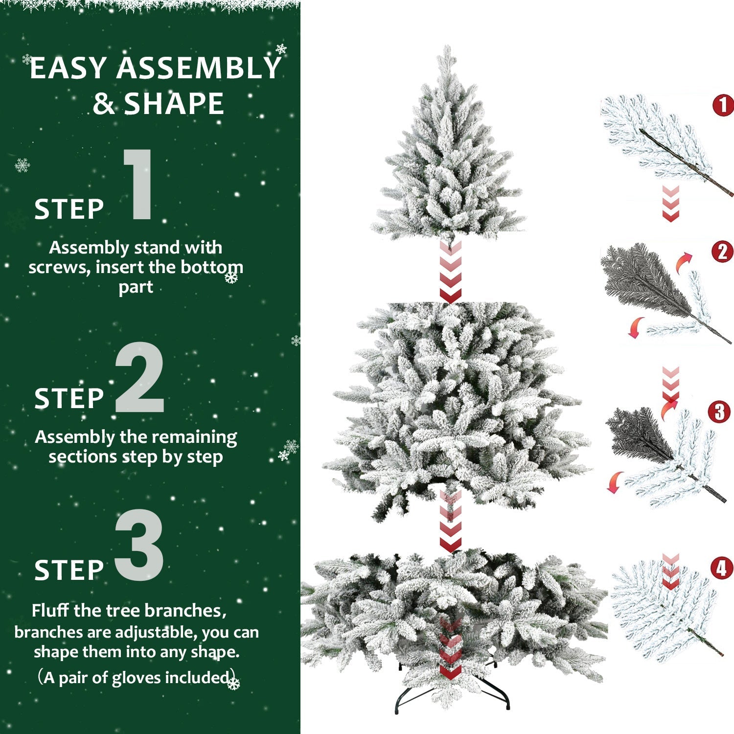 7ft Flocked Christmas Tree with 1514 Tips