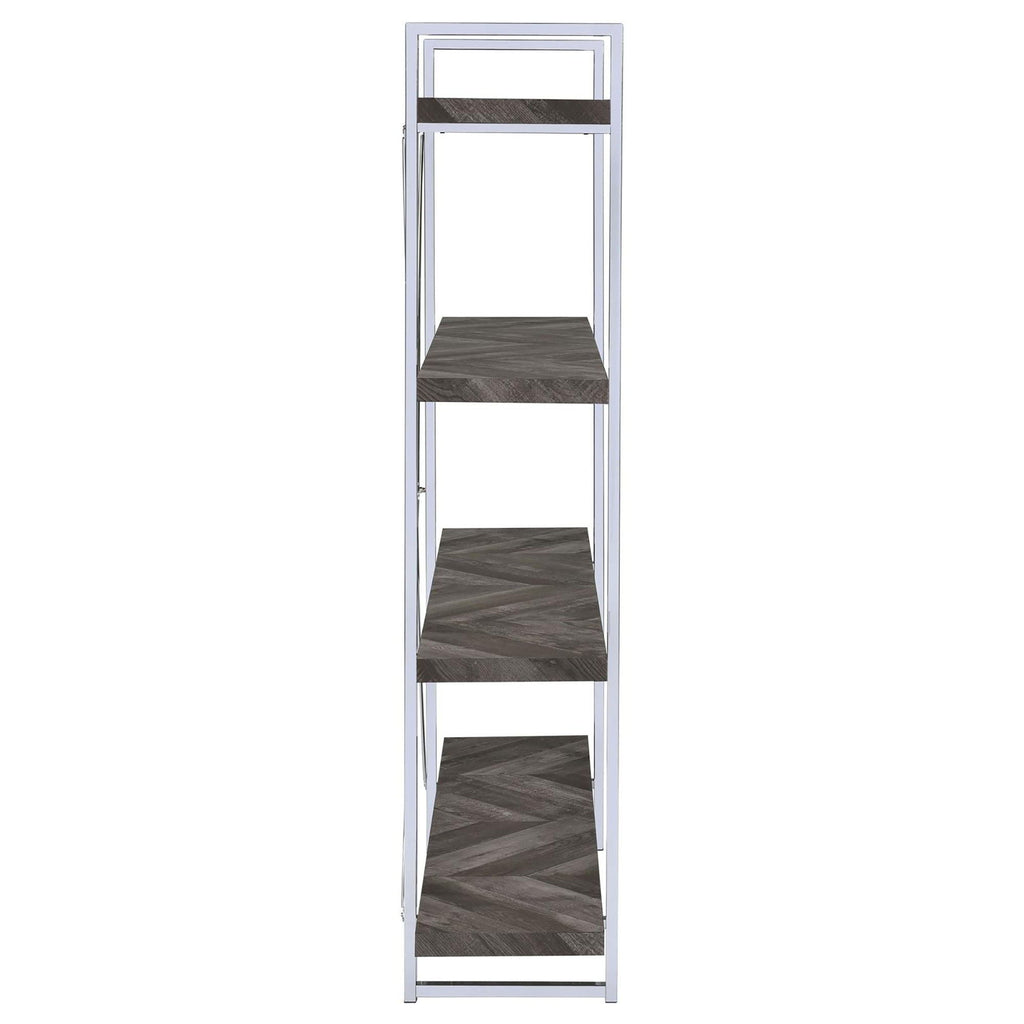 Herringbone - Bookcase With Full Length Shelf - Gray