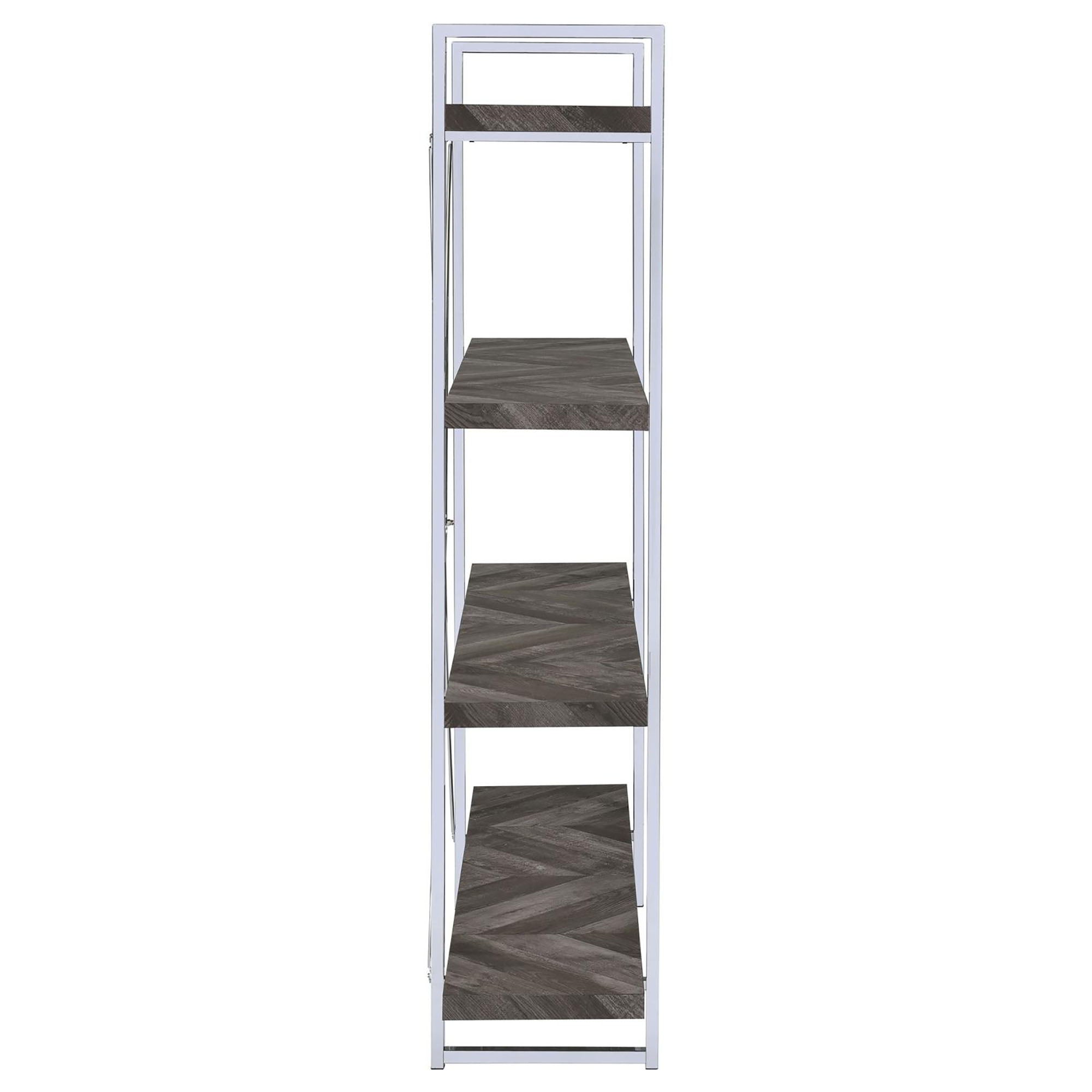 Herringbone - Bookcase With Full Length Shelf - Gray