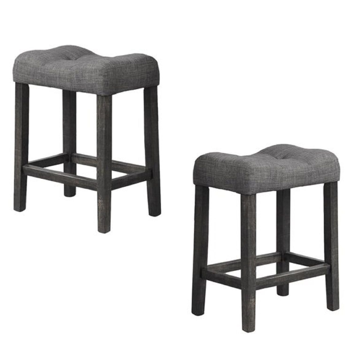 Transitional Style Counter Height Dining Stool With Footrest (Set of 2)