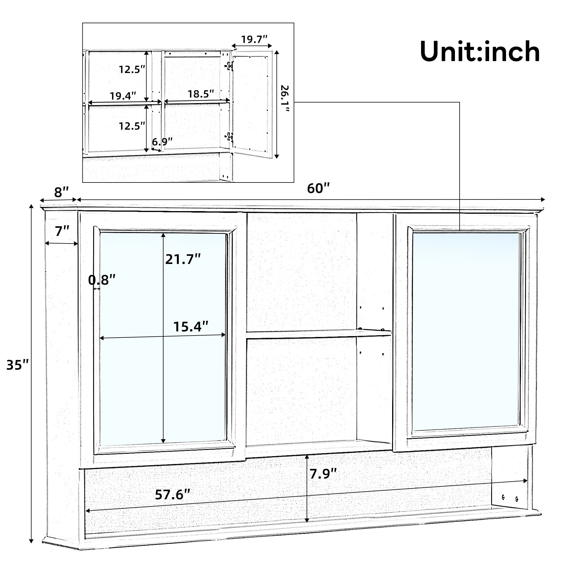 Wall Mounted Bathroom Medicine Cabinet With Double Mirrored Doors