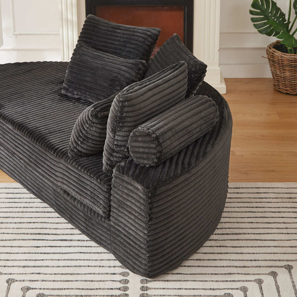 Semi Circular 2 In 1 Sofa Bed With Neck Pillow And Throw Pillows