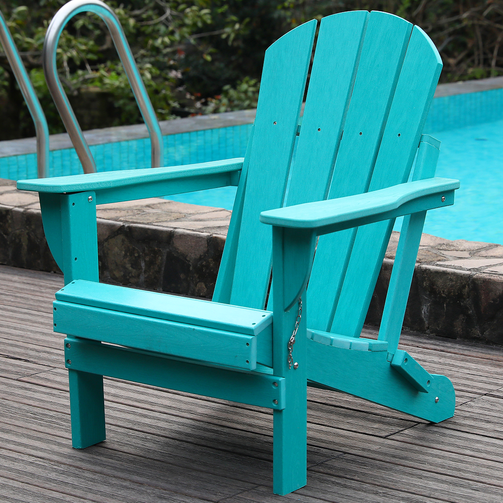 Adirondack Folding Chair with Dual Cup Holders - Lake Blue