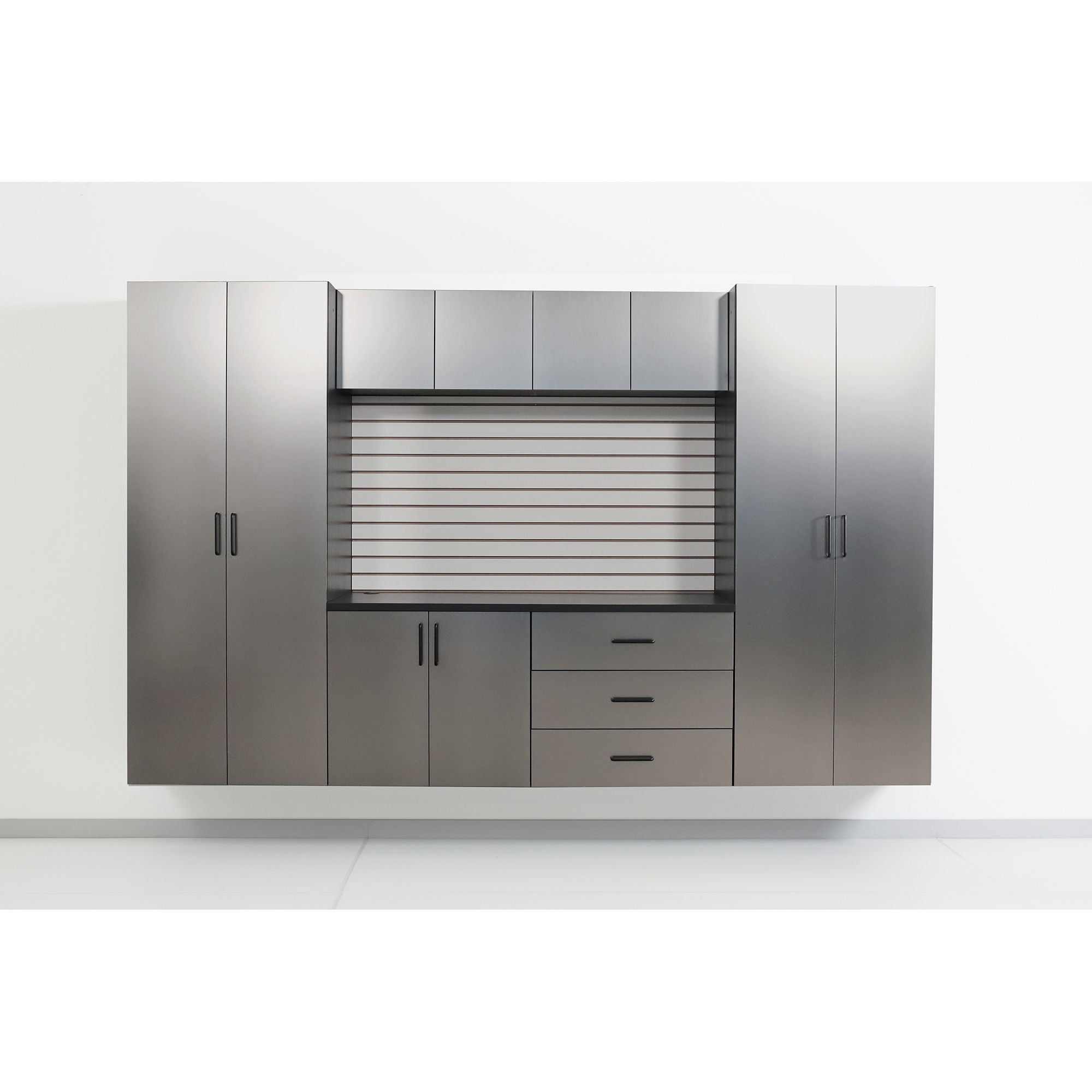 Astro Series - Wall Mounted Storage Cabinet With Soft Closing Drawers - Metallic Gray