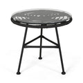Petrichor Outdoor Side Table with Tempered Glass and Steel Frame