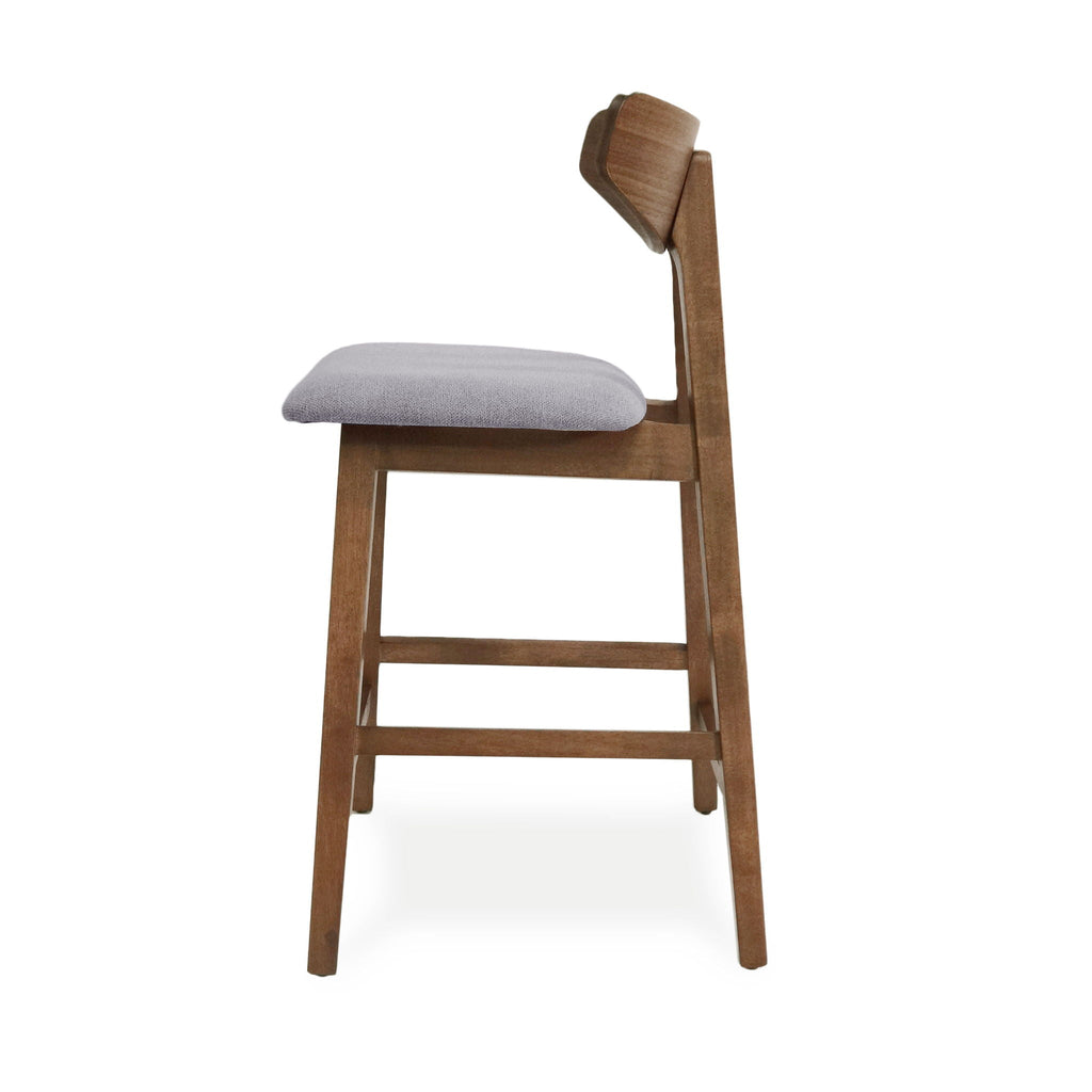 Mid Century Modern Counter Stool With V Shape Frame And Upholstered Seating