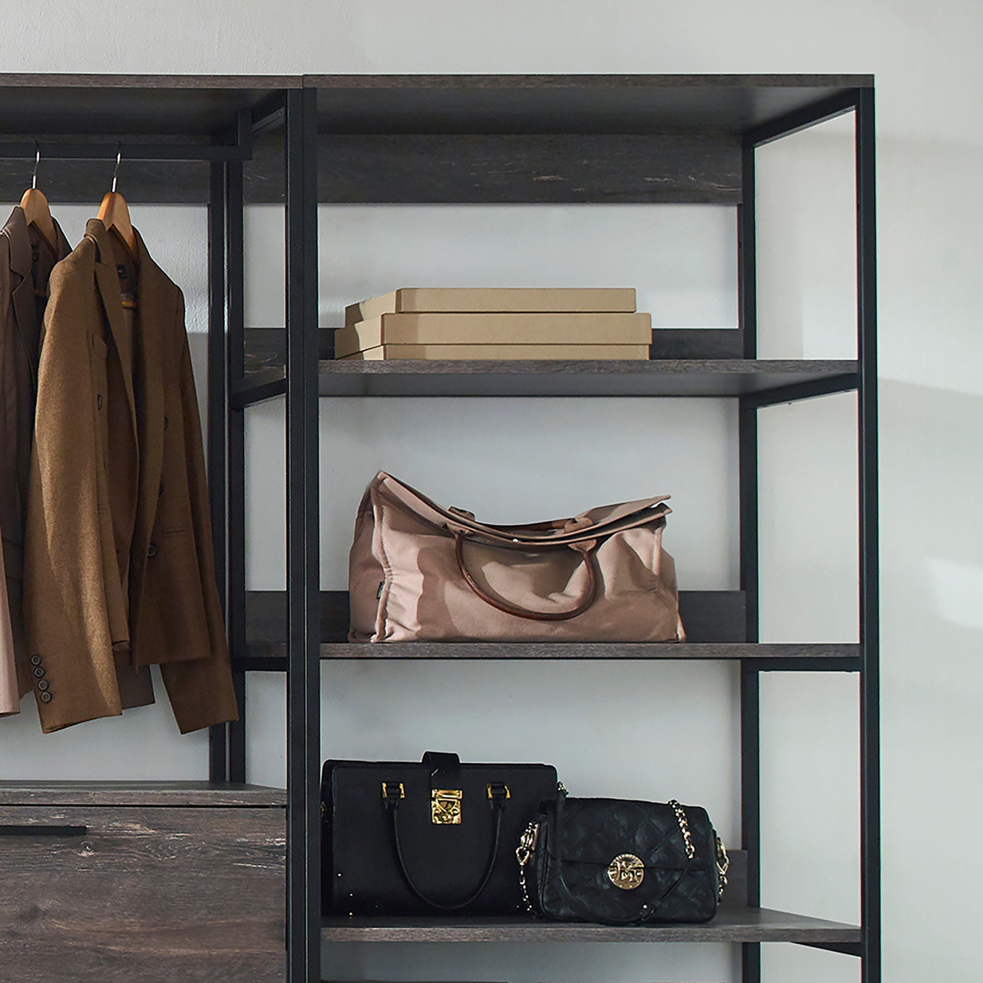 Monica - Walk-In Closet System, Extra Storage Space - Rustic