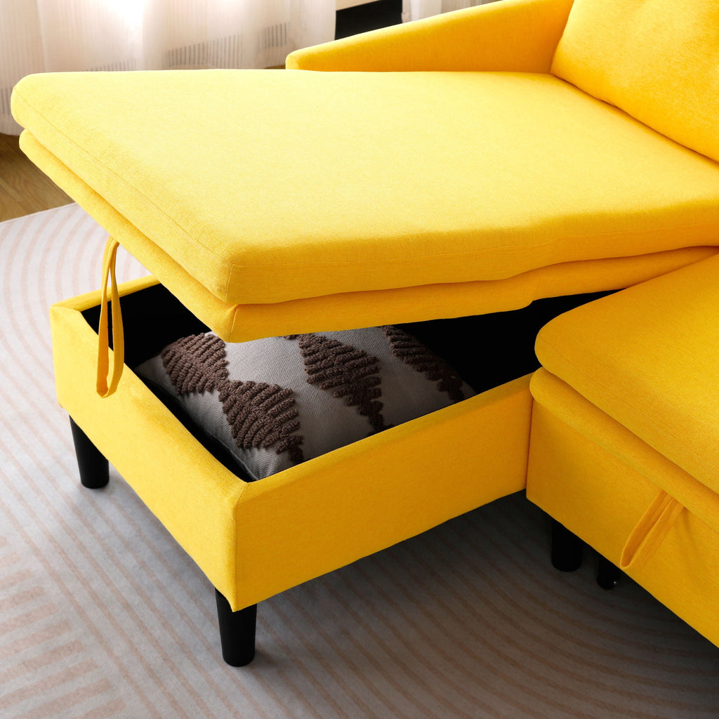 L-Shaped Reversible Chaise Sectional Sofa With Storage