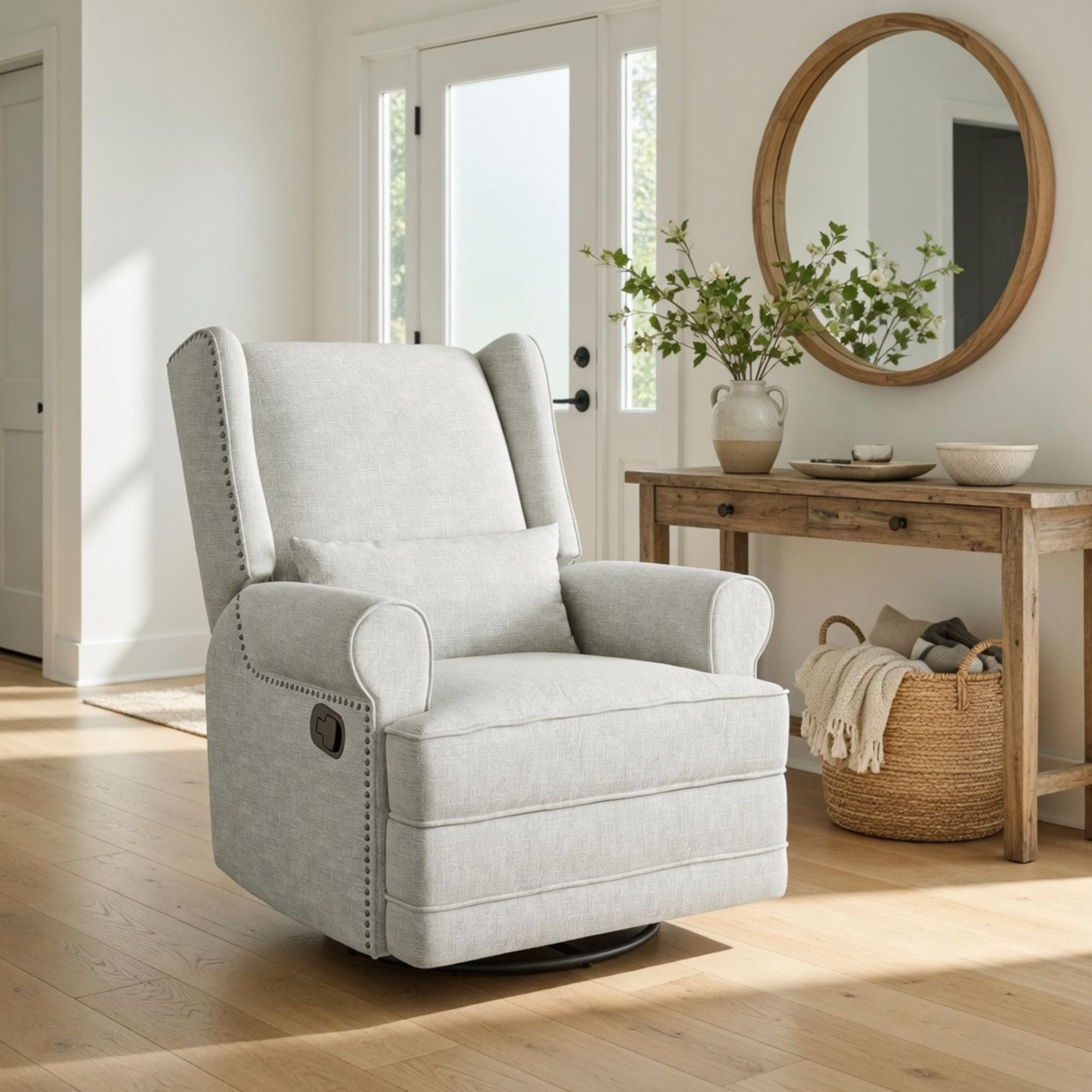 Extra Wide Swivel Recliner Glider Chair With Footrest