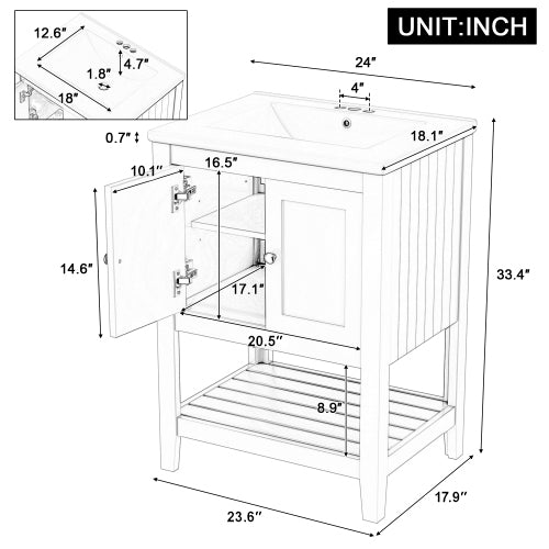 24" Black Bathroom Vanity