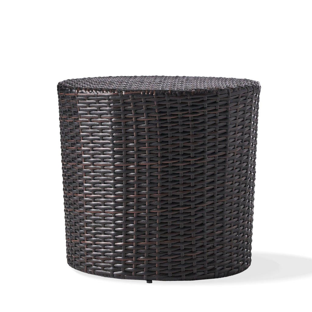Kingstown RD Barrel Side Table, Outdoor Wicker End Table