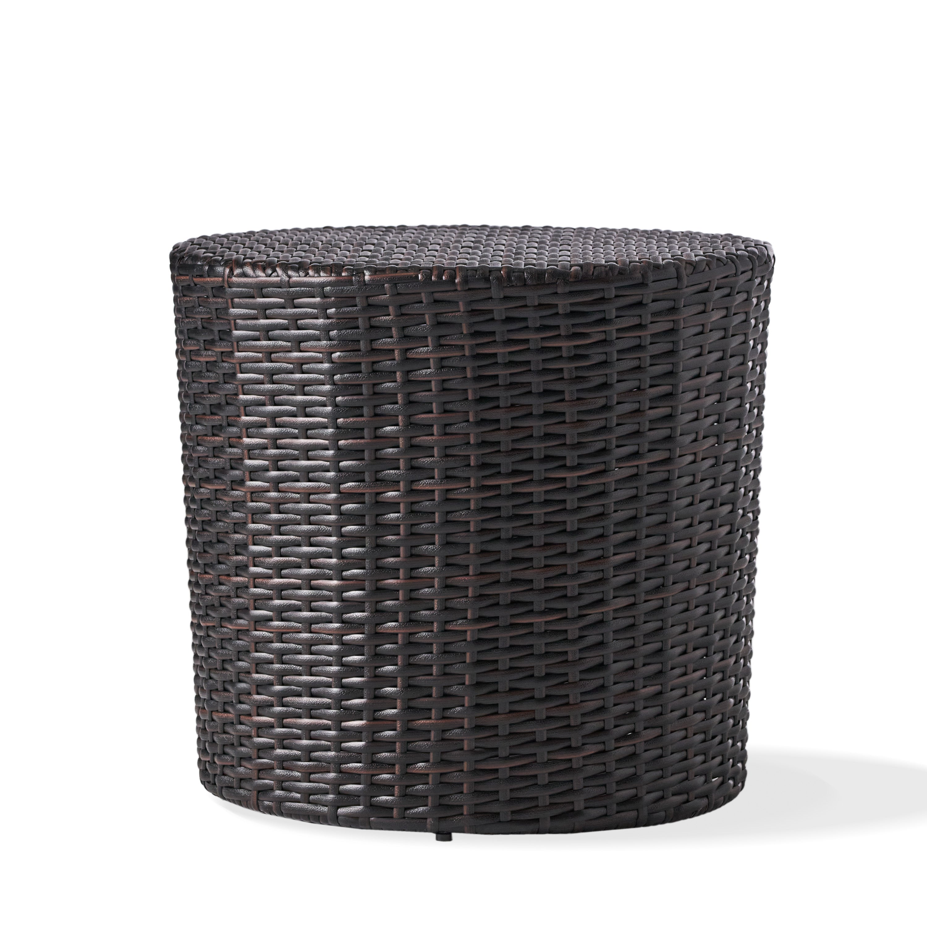 Kingstown RD Barrel Side Table, Outdoor Wicker End Table