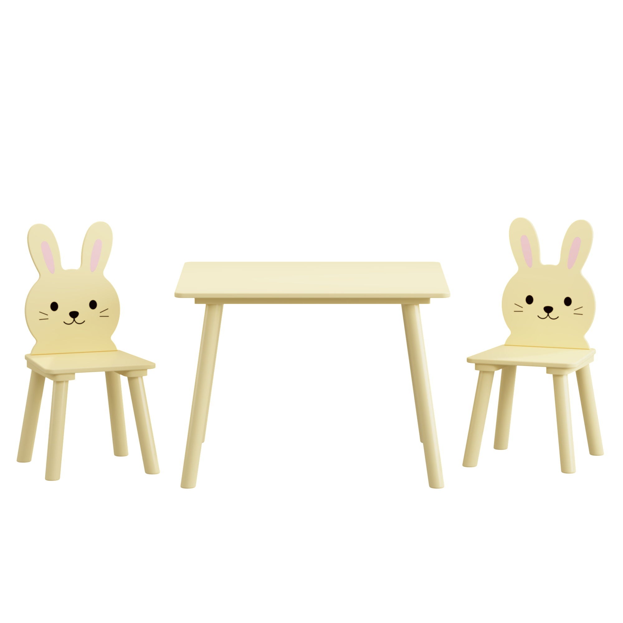 Table and Chair Set with 2 Bunny Chairs, Children's Activity Table for Toddlers