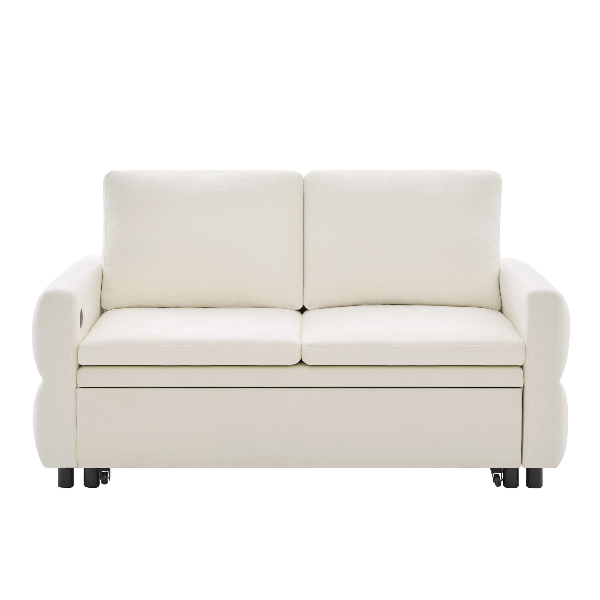 Convertible Sofa Bed Loveseat With Adjustable Backrest And USB Ports