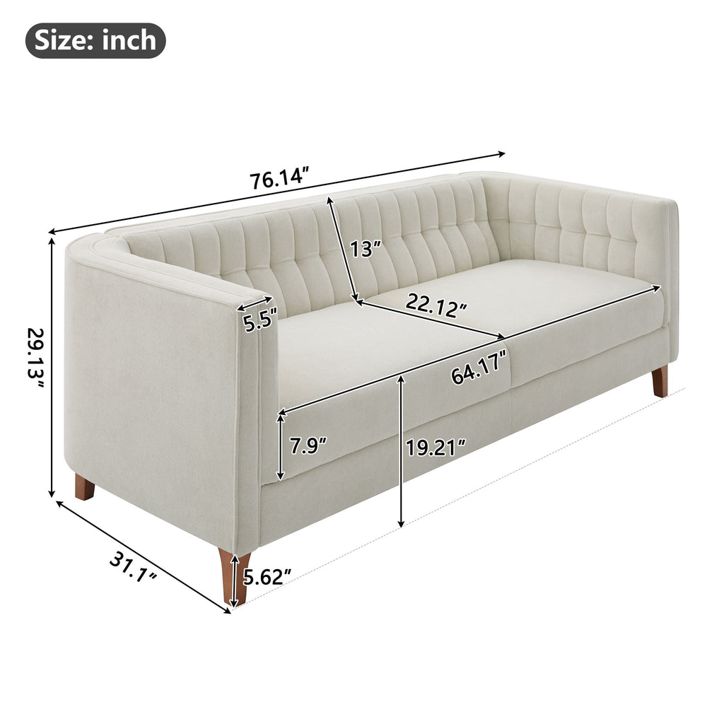 Modern 3 Seater Sofa Upholstered Couch with Curved Armrests