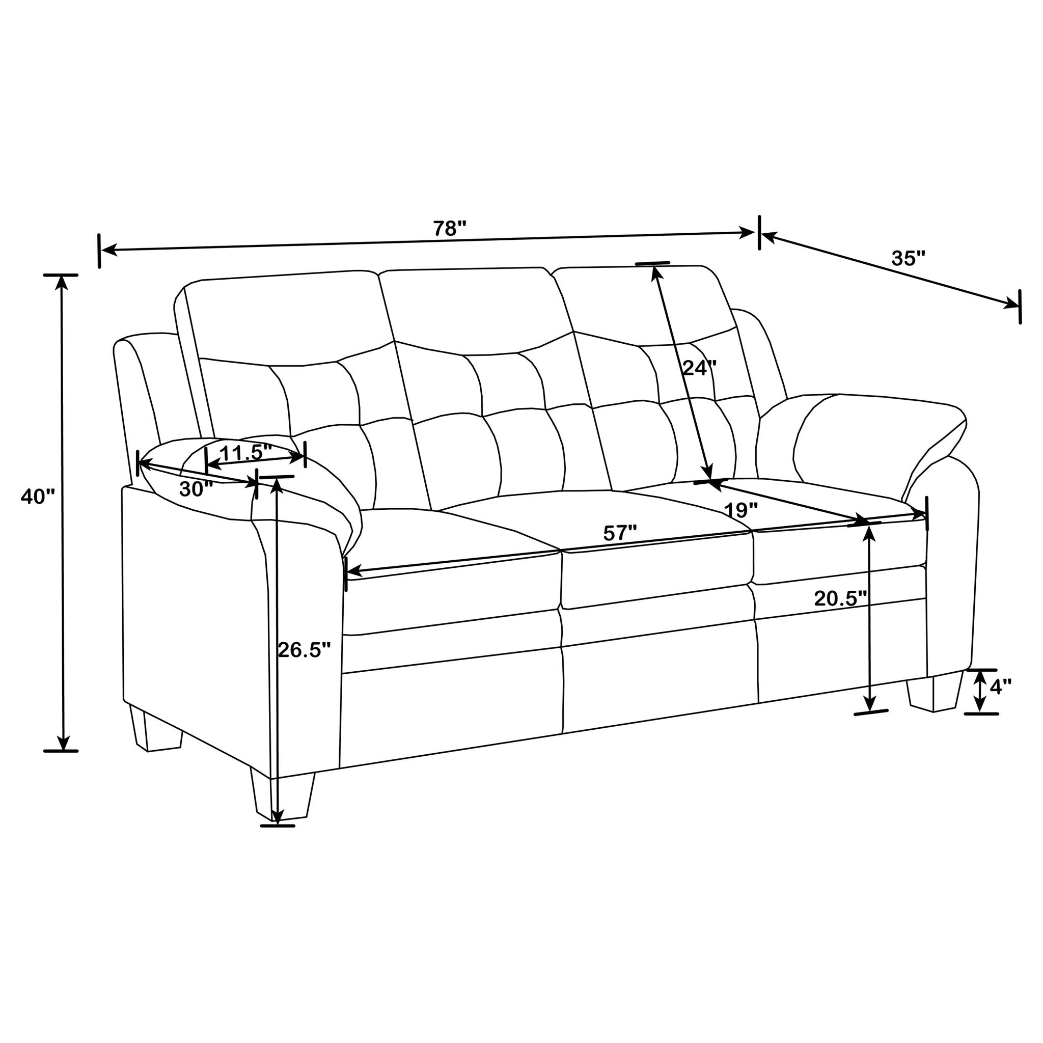 Eaton - Padded Sofa With Tufted Design - Black