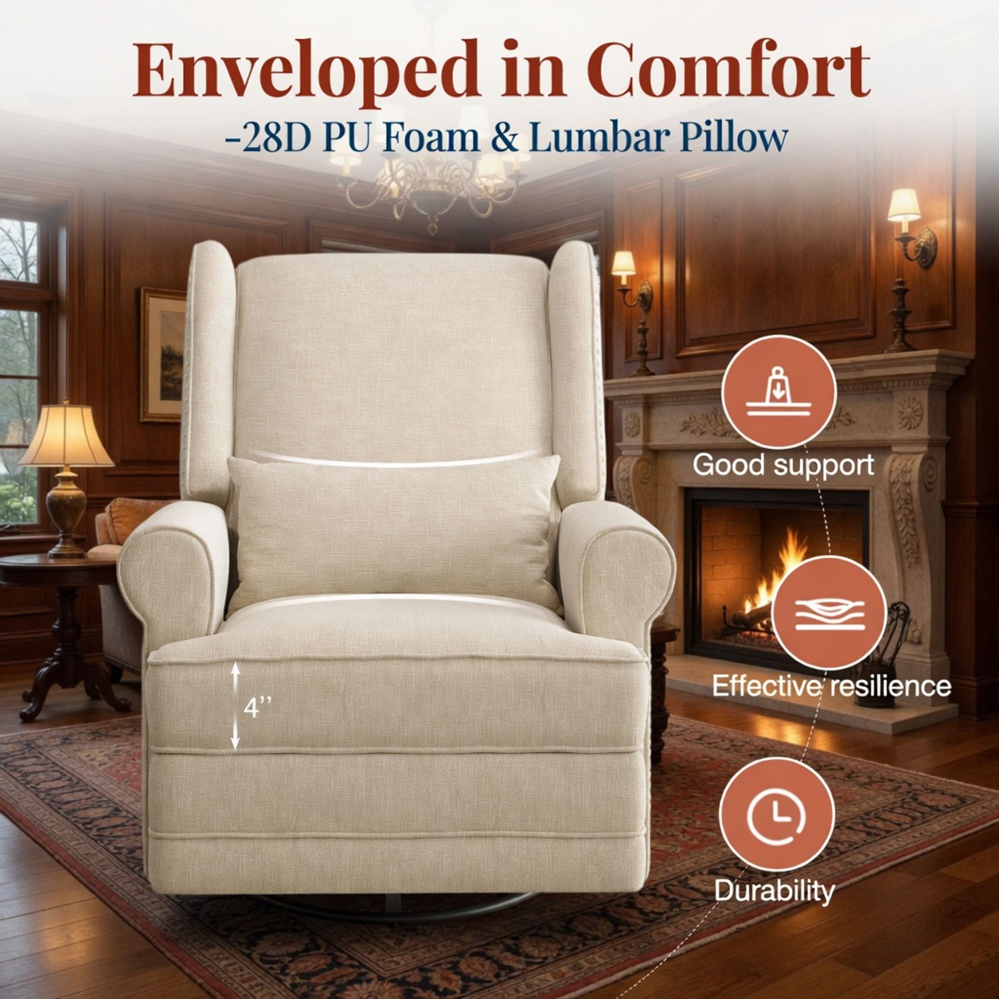 Extra Wide Swivel Recliner Glider Chair With Footrest