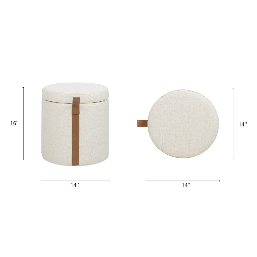 Brandy - Round Upholstered Storage Ottoman With Accent