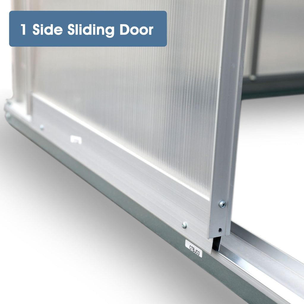 Walk-In Polycarbonate house & Roof Vent, Sliding Doors, Aluminum Hobby Hot House For Outdoor
