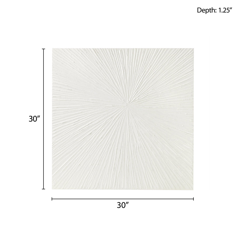 Luminous Burst Signature White Gloss Dimensional Resin Wall Art