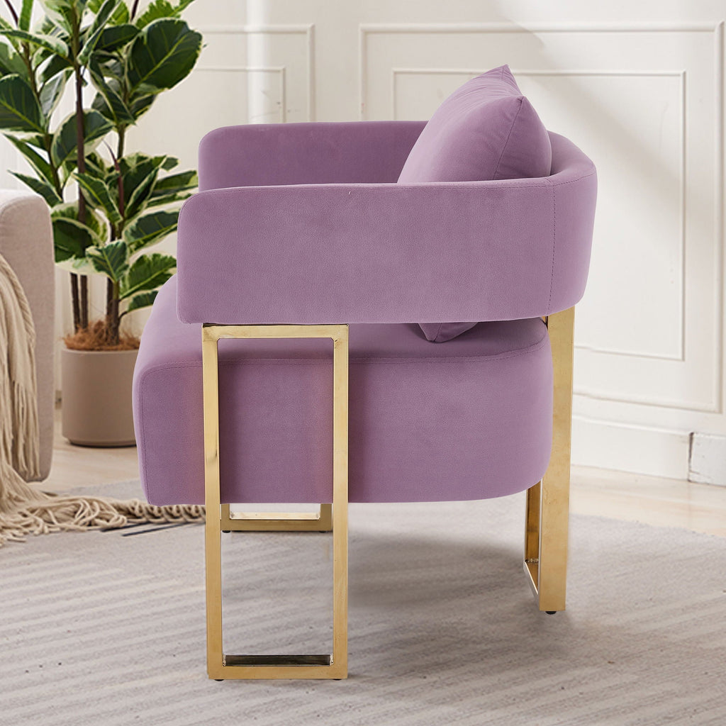 Modern Decorative Chair Teddy Fleece Upholstered And Metal Foot