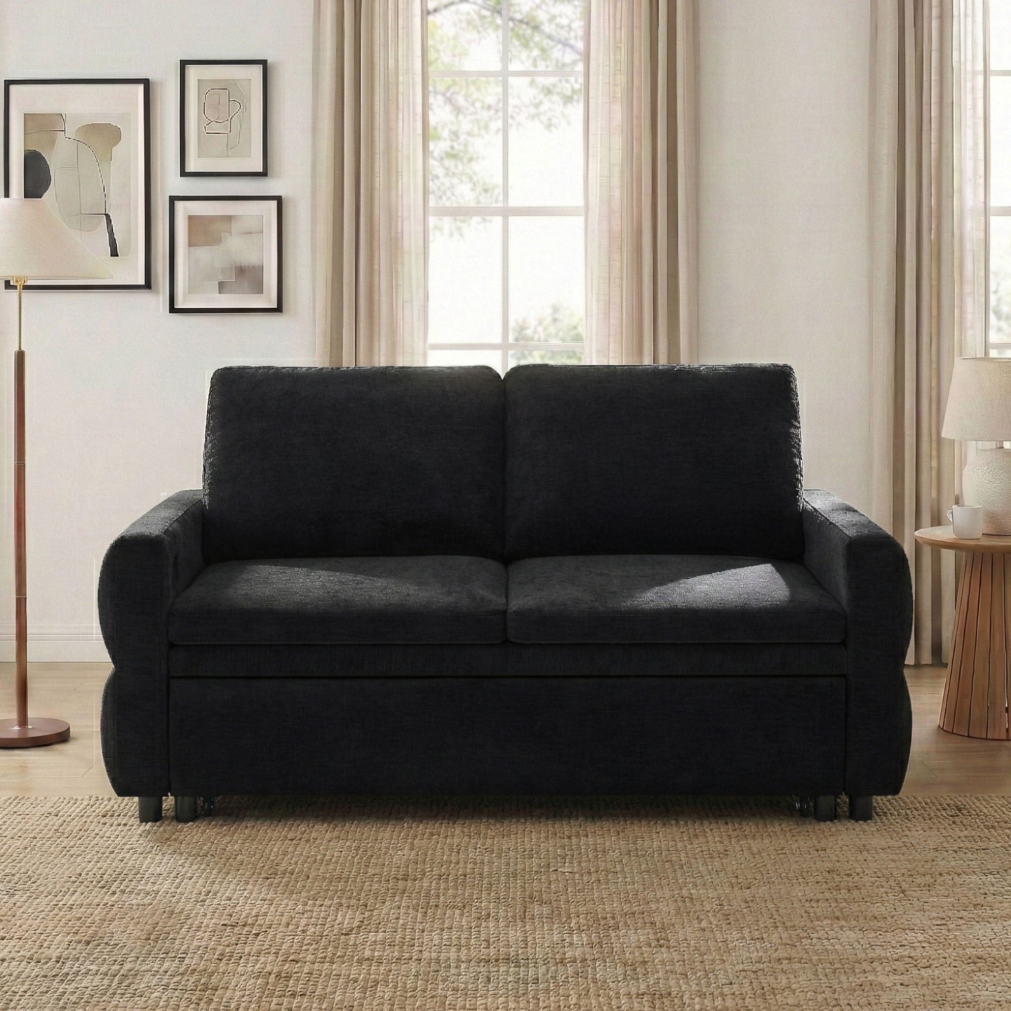 Convertible Sofa Bed Loveseat With Adjustable Backrest And USB Ports
