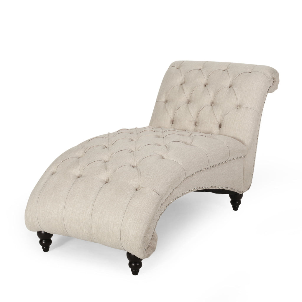 Chaise Lounge With Button Tufted Diamond Stitch