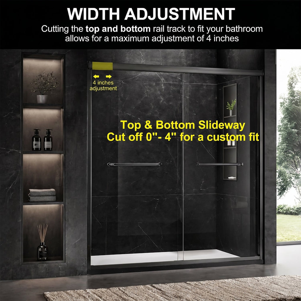 60" W x 74" H Door Sliding Frameless Shower Door with 6mm Tempered Glass LYM-02 Mat