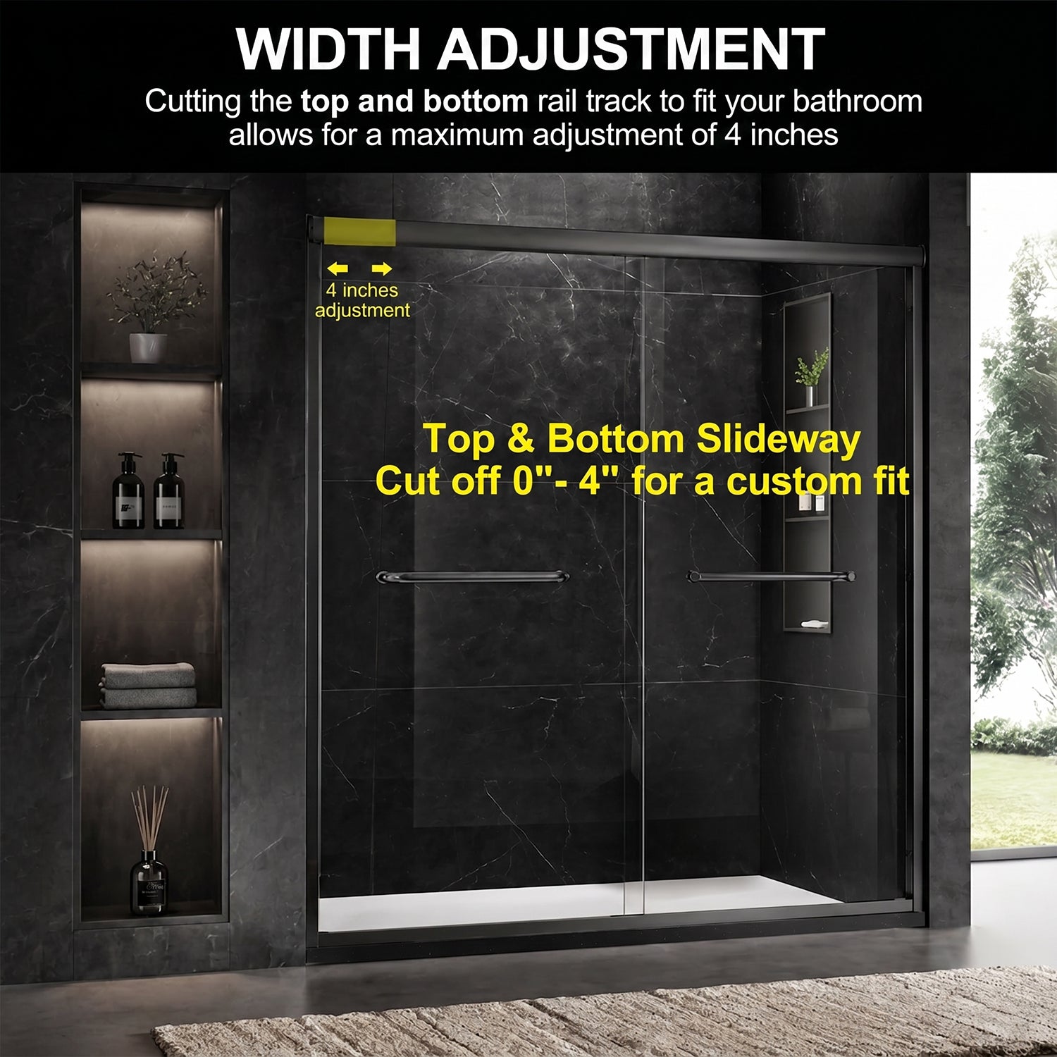 60" W x 74" H Door Sliding Frameless Shower Door with 6mm Tempered Glass LYM-02 Mat