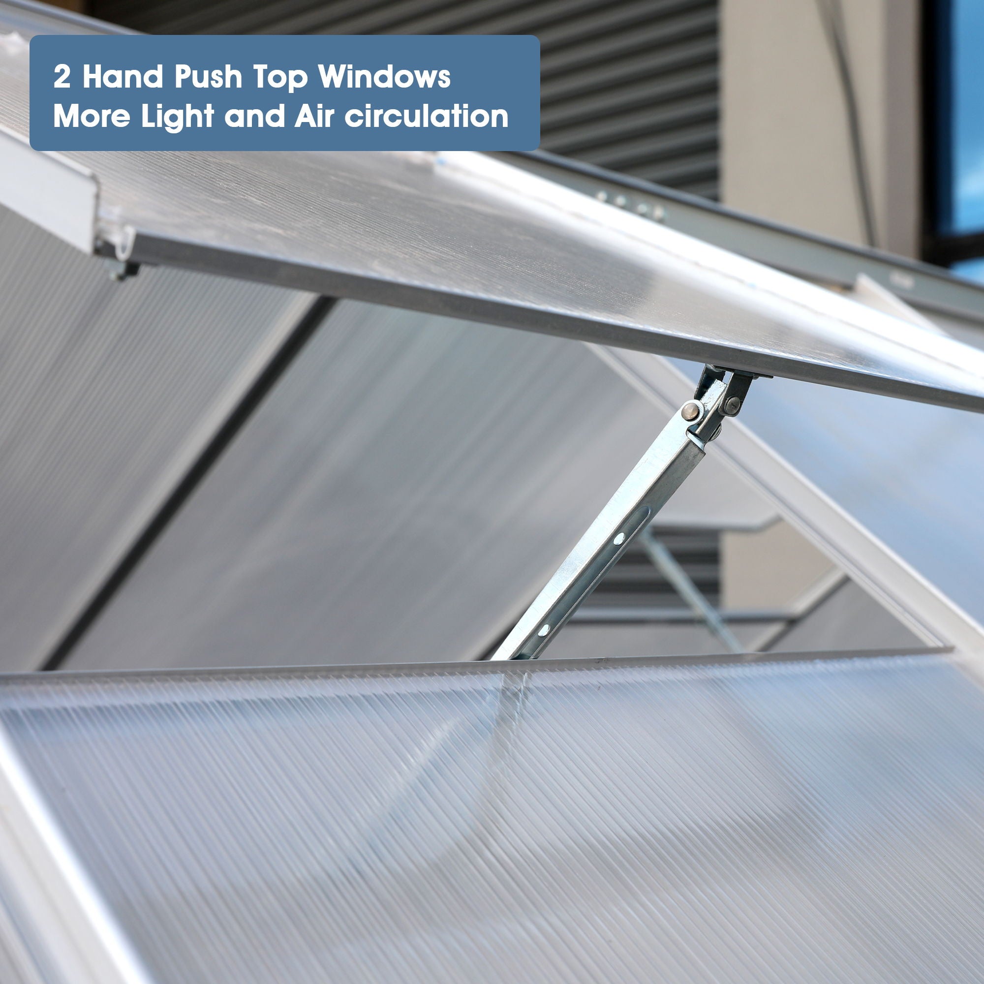 Walk-In Polycarbonate house & Roof Vent, Sliding Doors, Aluminum Hobby Hot House For Outdoor