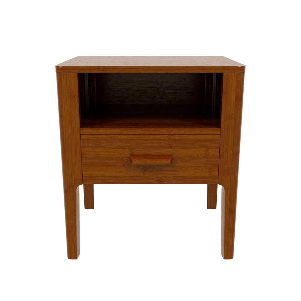 Nightstand With Drawer And Open Shelf - Brown
