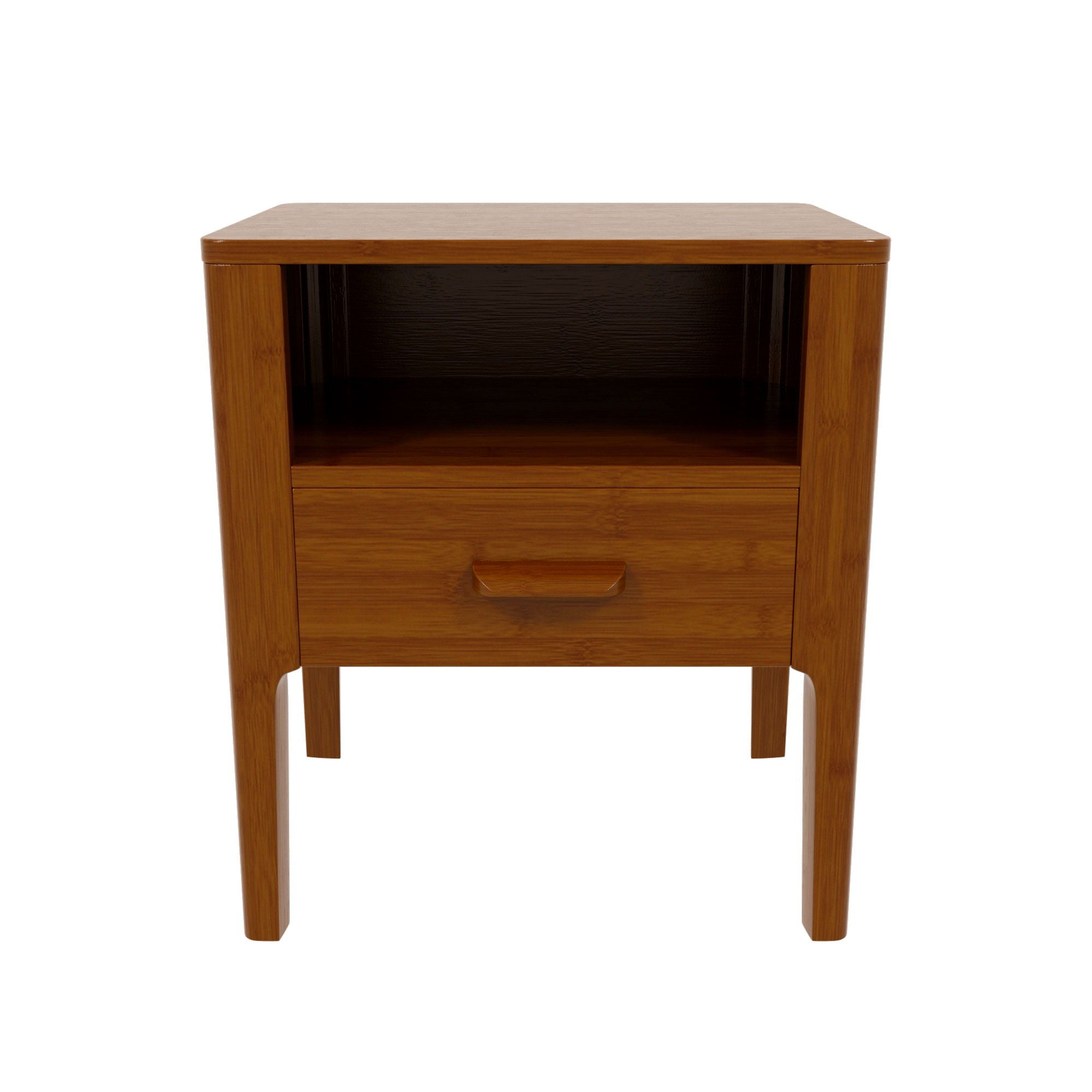 Nightstand With Drawer And Open Shelf - Brown