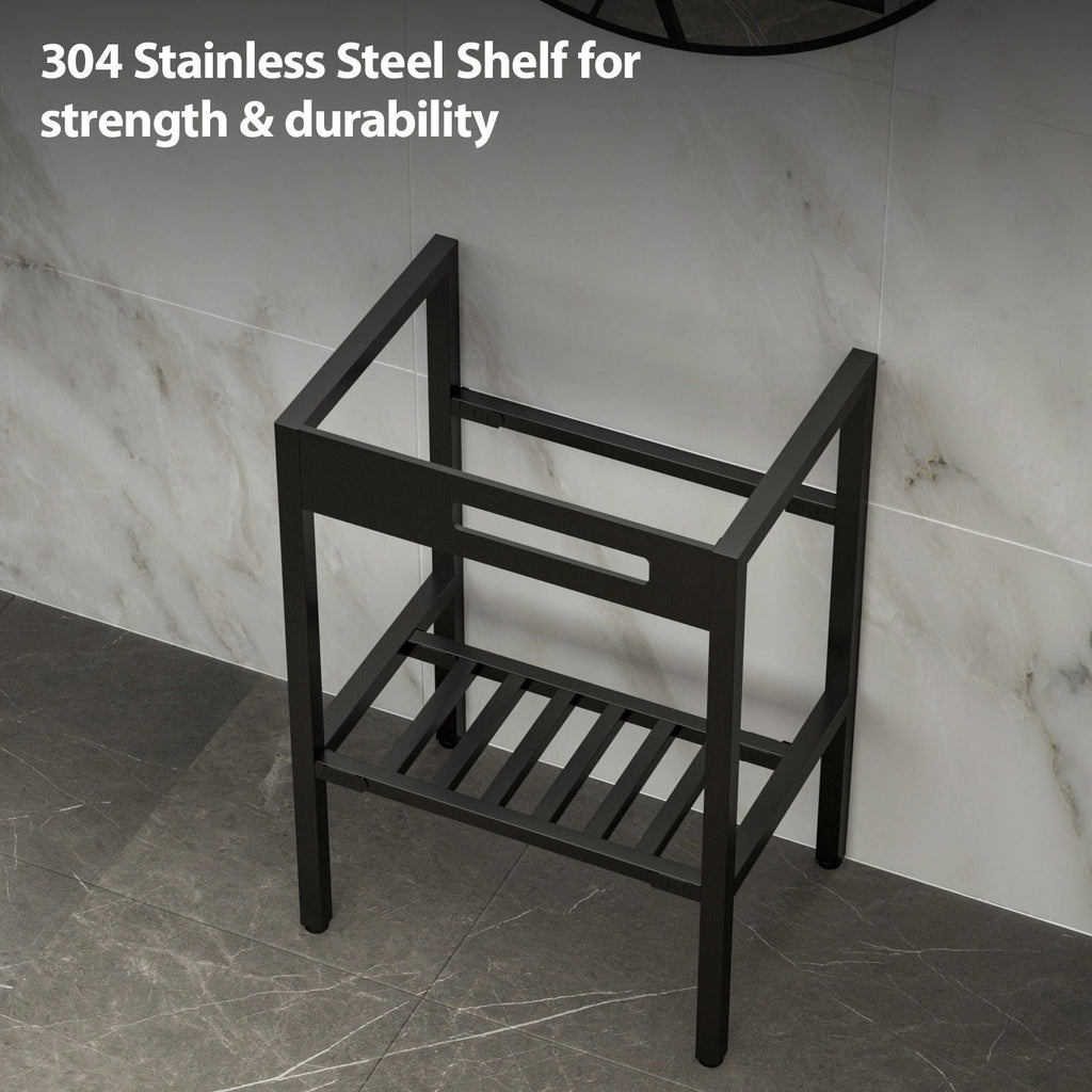 Console Sink With Legs, 24" X 18", Durable Porcela With Frame - White / Black