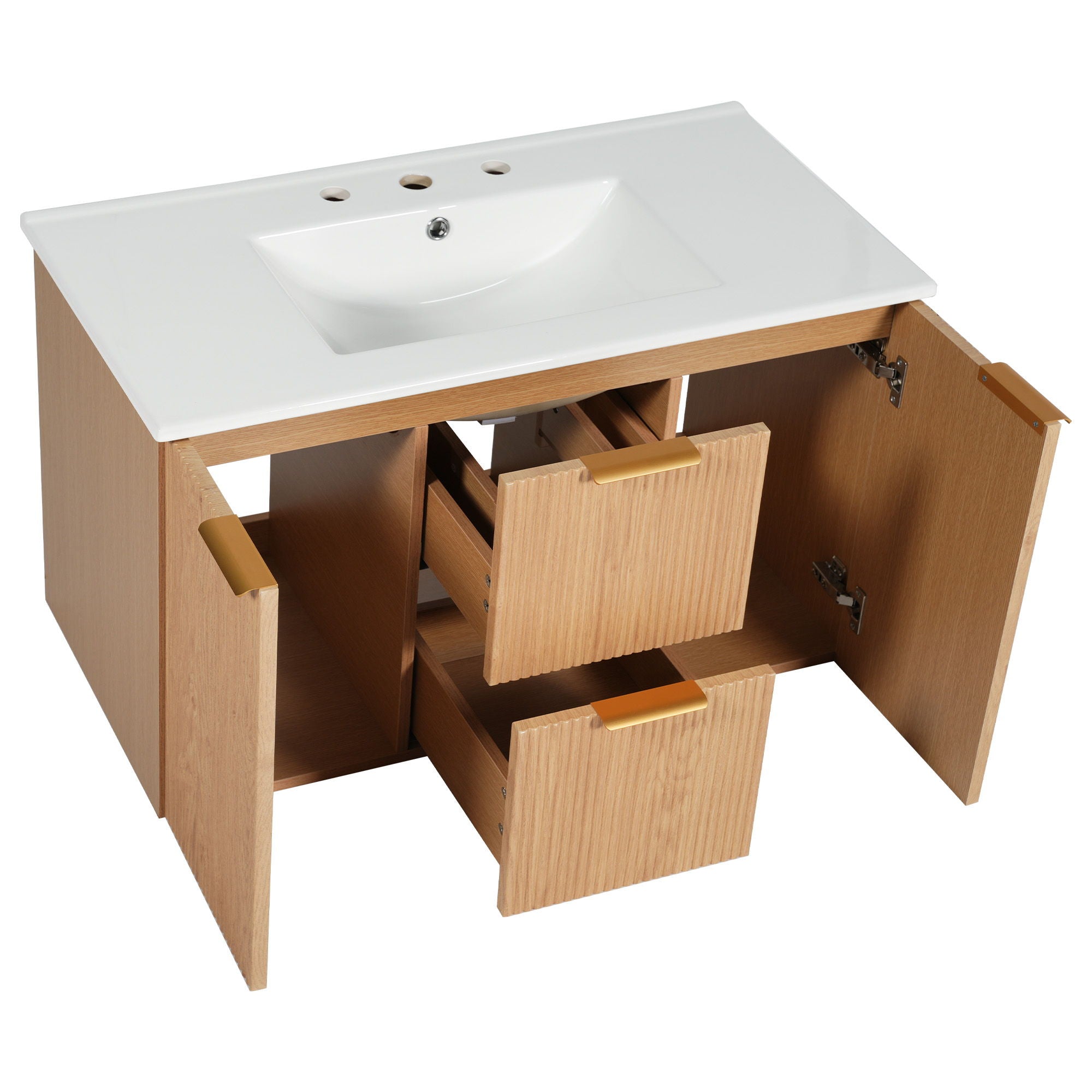 Modern Wall Mounted Bathroom Vanity, Soft Close Doors