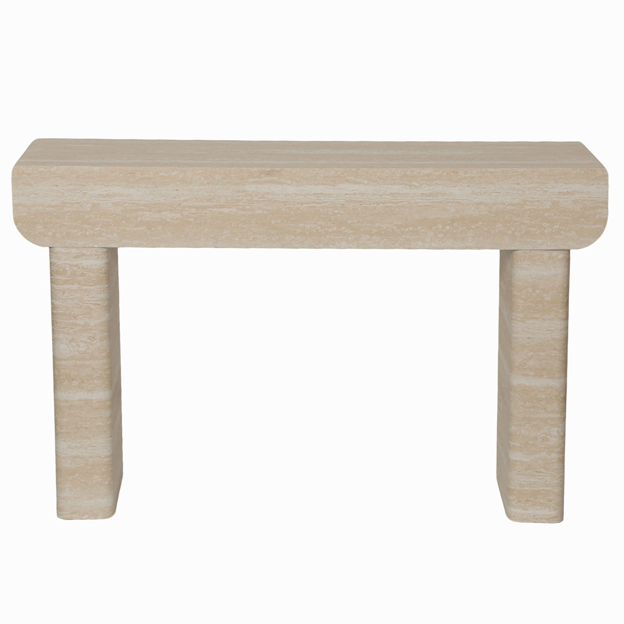 Entryway Table With 2 Hidden Handle Drawers For Entrance - Beige / Yellow