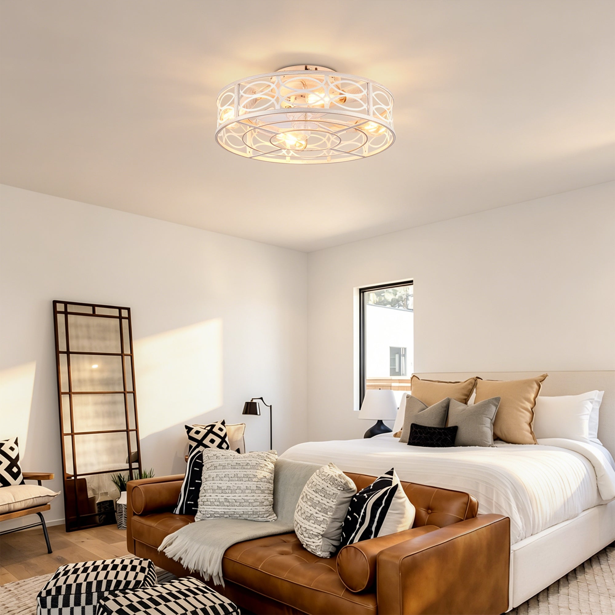 20" Caged Ceiling Fan with Lights and Remote Control