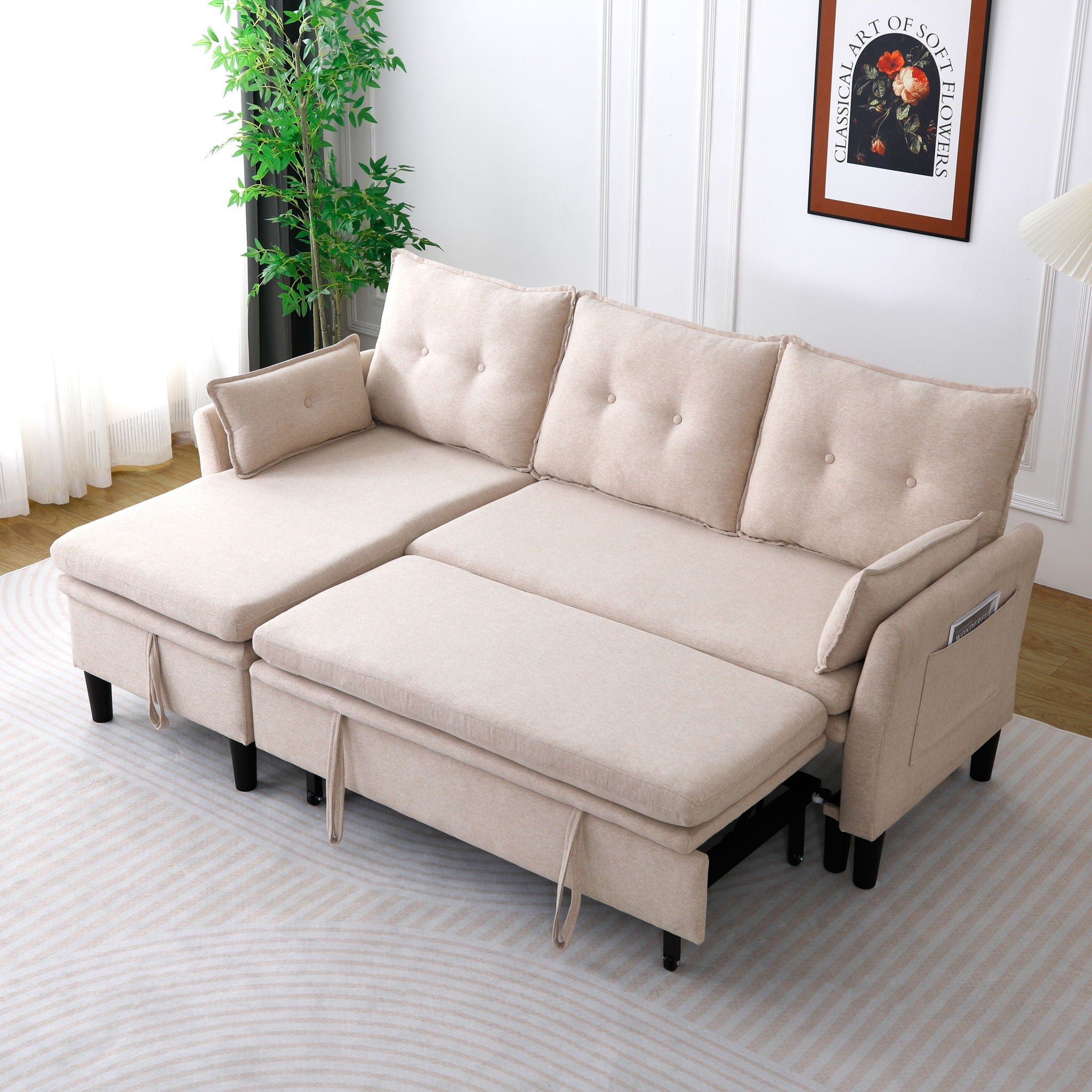 L-Shaped Reversible Chaise Sectional Sofa With Storage