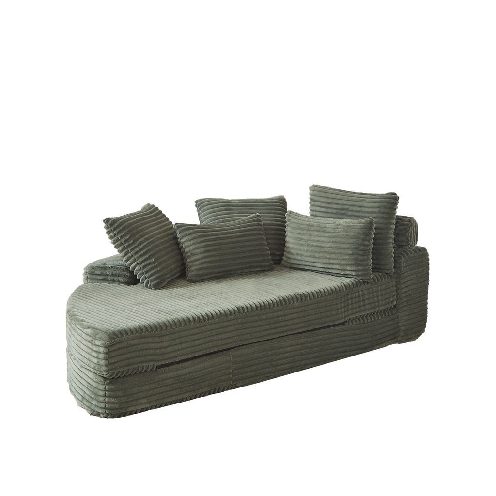 Semi Circular 2 In 1 Sofa Bed With Neck Pillow And Throw Pillows