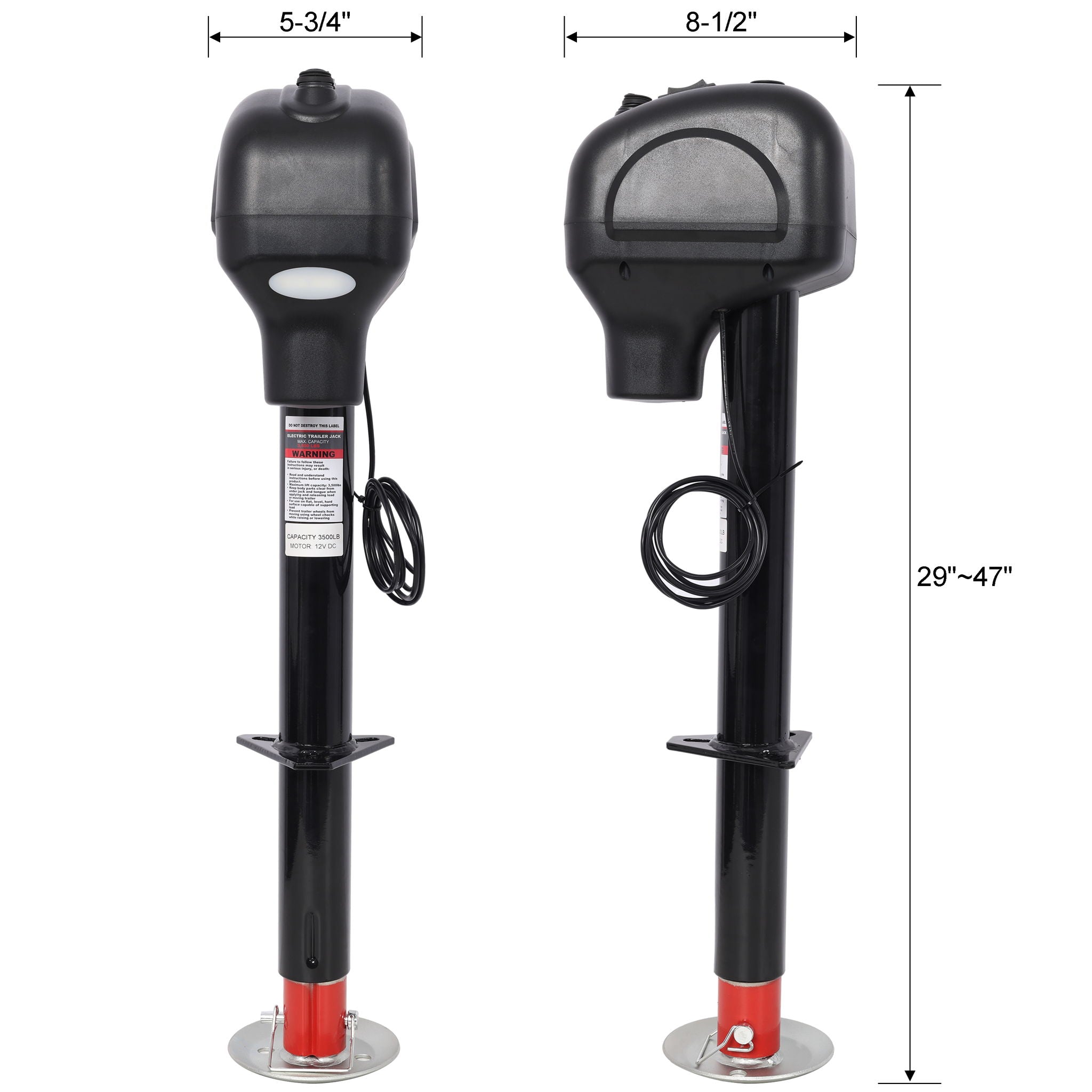 Electric Power Tongue Jack 3500Lbs Capacity with Waterproof Cover