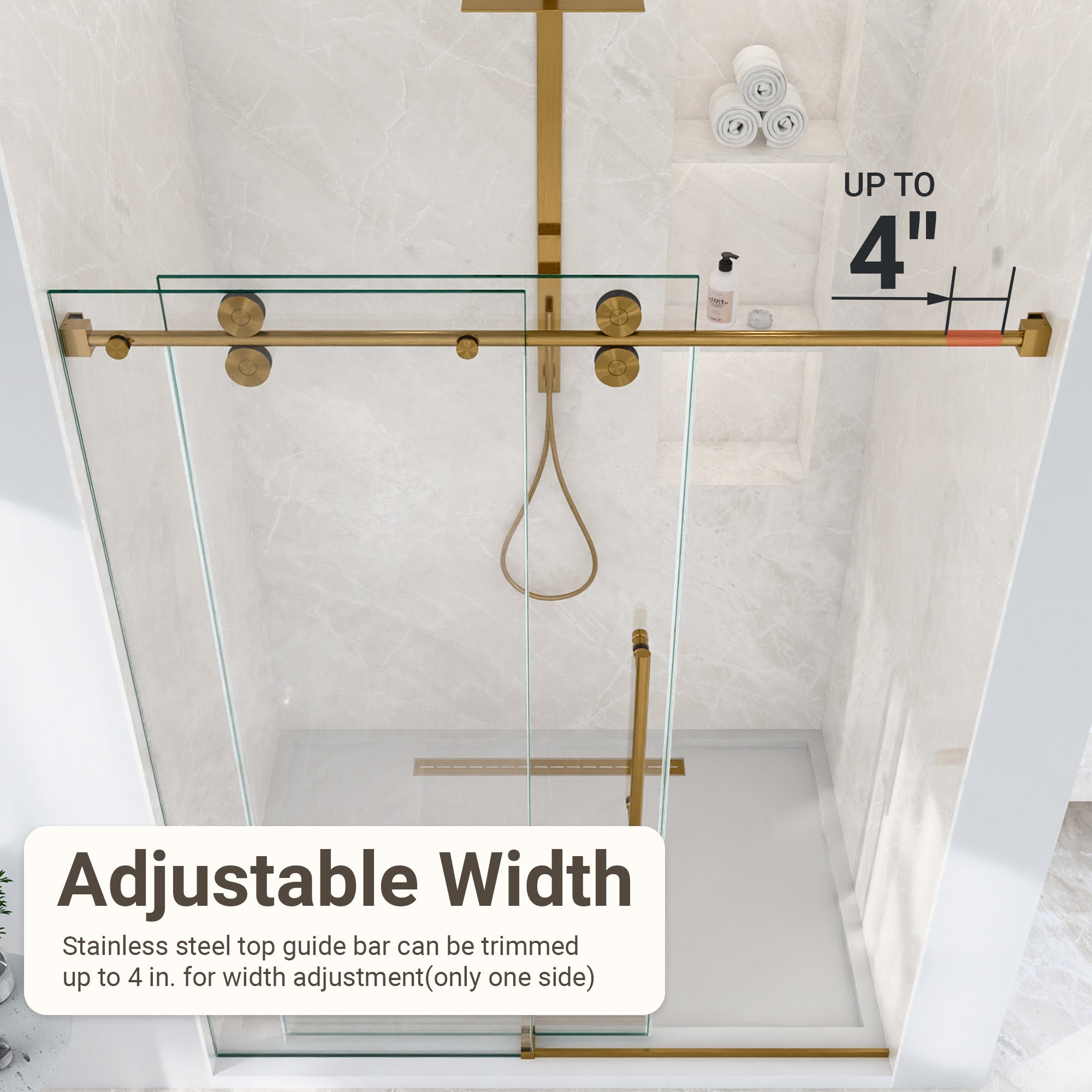56"-60"W x 72"H Frameless Single Sliding Shower Door